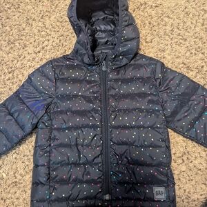 GAP Kids Navy Puffer Jacket with Colorful Dots